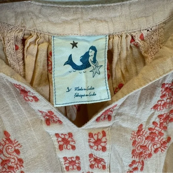 Anthropologie Desert Rose Boho Beach Midi Dress Small 100% cotton embroidered - Picture 4 of 14